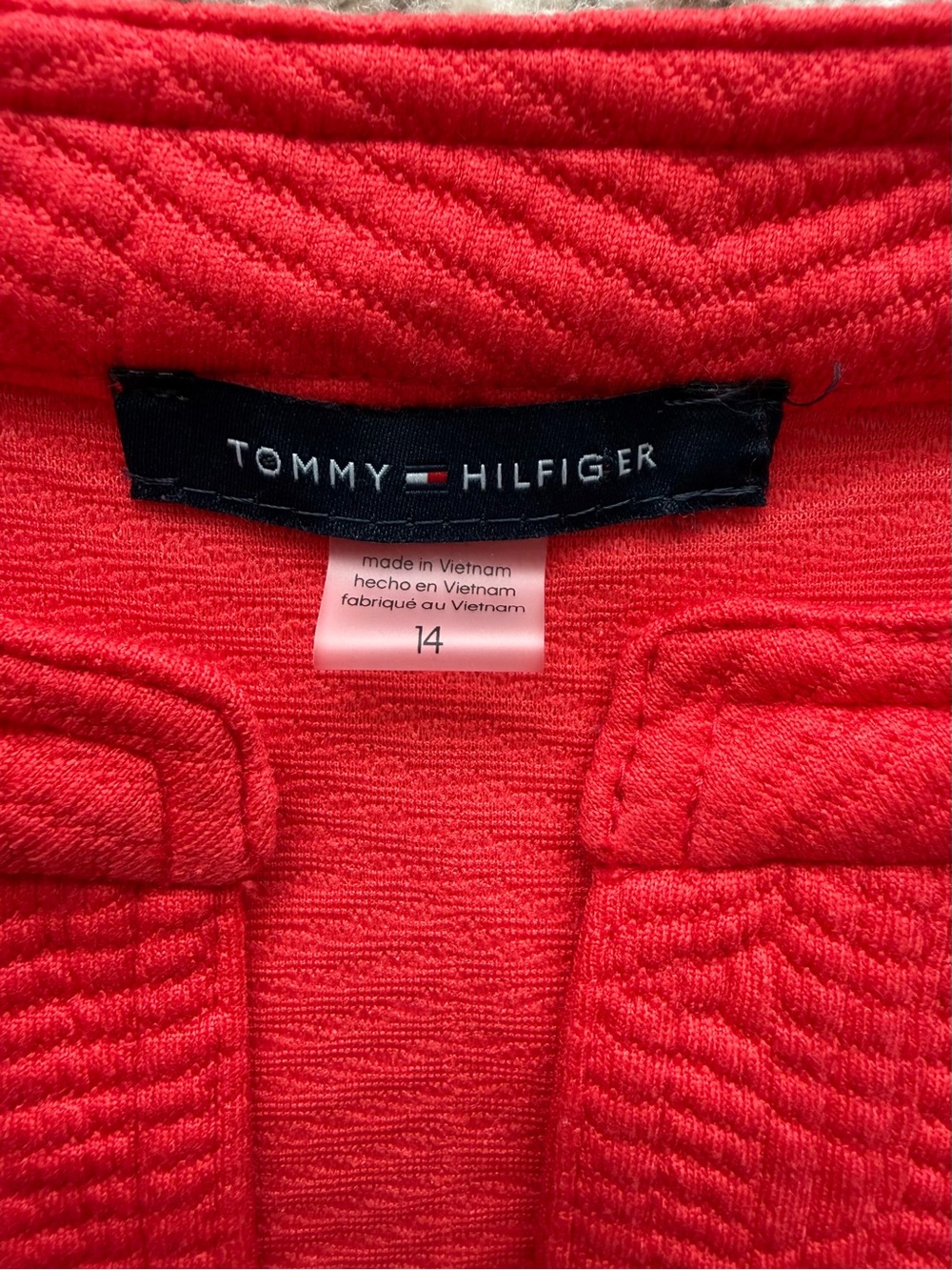 Tommy Hilfiger Sleeveless Split Neck Jacquard Knit Dress Sz 14 Color Guava - Picture 10 of 14